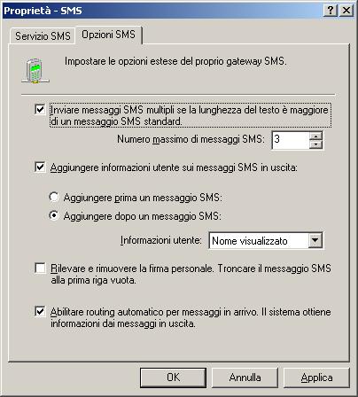 (Facoltativo) Per verificare le impostazioni, fare clic su Invia prova... Digitare nel campo Numero un destinatario della prova a cui inviare SMS e personalizzare l area Testo del messaggio.