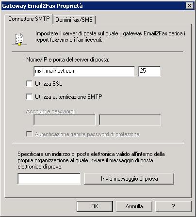 Individuare nel pannello di controllo il record MX specificato per il dominio primario, quindi copiarlo. 2. Aprire le proprietà di GFI FaxMaker Email2FaxGateway. 3.