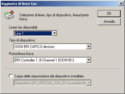 2. Se si aggiunge un nuovo modem fax dopo aver installatogfi FaxMaker, nella finestra di dialogo Linee/Dispositivi selezionare Rileva per tentare il rilevamento automatico e aggiungere il nuovo modem