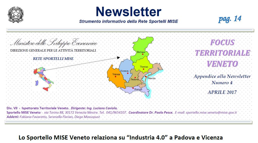Newsletter Sportello MiSE Impresa