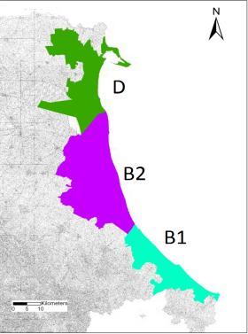 EVENTO COSTIERO (vedi legenda per la definizione di evento costiero) Area Altezza d'onda sopra soglia ( 3.0 m) irezione prevalente d'onda Livello del mare sopra soglia ( 0.