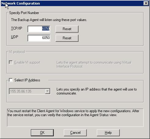 Configurazione dell'agente client per Windows 2. Fare clic su Opzioni, Configurazione. Viene visualizzata la finestra Configurazione. 3.