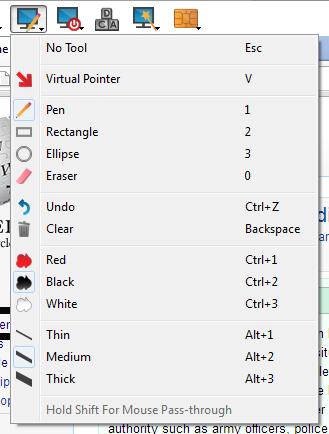 Per disattivare Annotazioni, selezionare Nessuno strumento nel menu a discesa oppure fare clic su ESC. Al termine della sessione, tutte le annotazioni sullo schermo del cliente vengono eliminate.