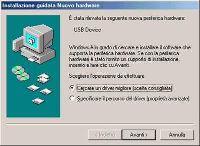 Prima di accendere il computer, collegare il cavo USB al modem e al computer.