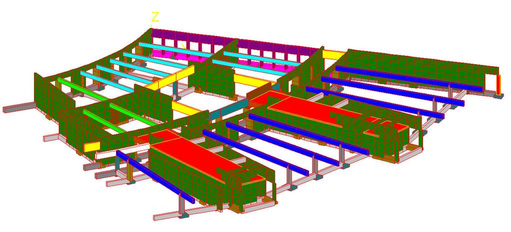 Le strutture in legno lamellare della copertura vengono calcolate in separata sede con modelli locali; pertanto la presenza di tali elementi all interno di questo modello di calcolo ha il solo scopo