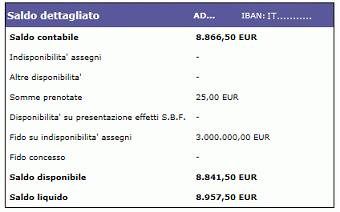 Saldo dettagliato Utilizzando il link Stampa Pdf si ottiene una stampa in formato pdf dei movimenti online estratti. Stampa pdf Movimenti Online 3.2.4.