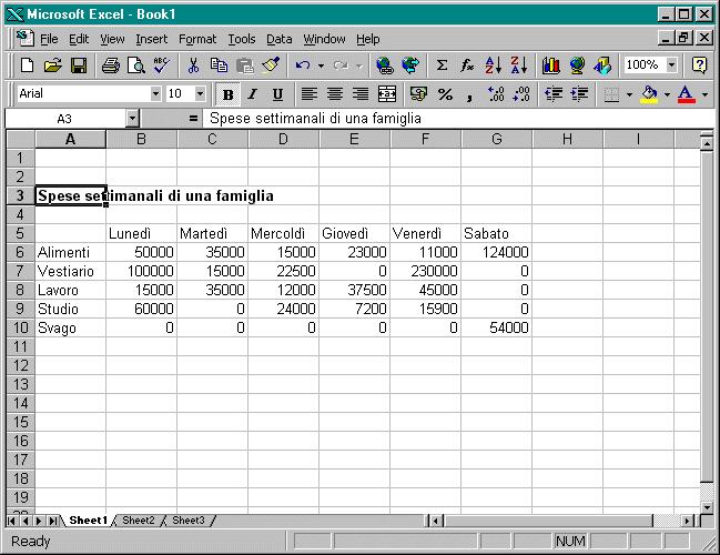 Formattazione di stringhe Una volta posto il cursore sulla cella, si procede come in un word processor (Word) Cambia l