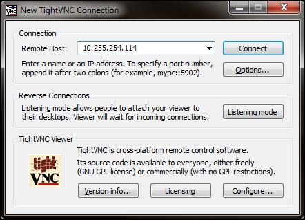 2.2 Accesso remoto tramite New TightVNC Avviare New TightVNC ed inserire nel campo