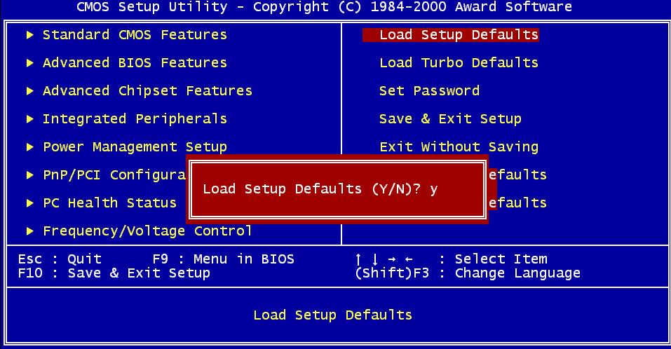 Ingresso nel Setup del BIOS Canc Dopo aver finito di impostare i ponticelli e di connettere i cavi giusti, accendete ed entrate nel Setup del BIOS, premendo <Canc> durante il POST (Auto-Test all