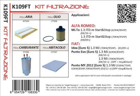 I kit filtrazione La gamma di kit filtrazione YEA permette una rapida gestione della componente filtri nell ambito della manutenzione periodica delle principali autovetture e veicoli commerciali