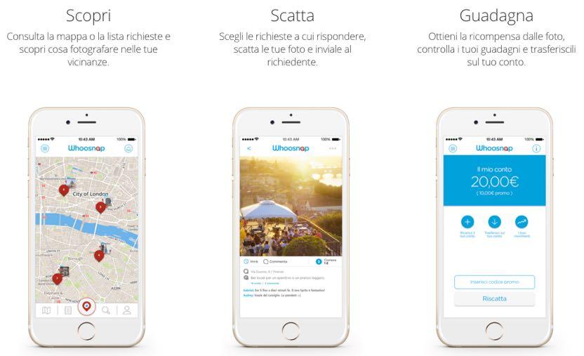 Whoosnap Esempio di applicazione che permette di chiedere ad altre