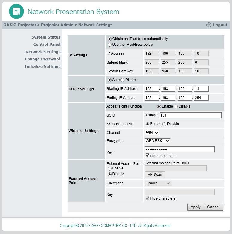 5. Sul riquadro sinistro, fare clic su Network Settings. Questo visualizza la pagina Network Settings.