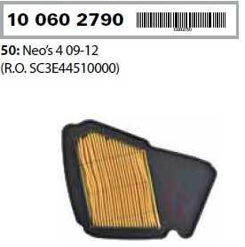 R100600930 R100600880 Filtro aria runner 125-180 4T R100600880 827936 Pag.