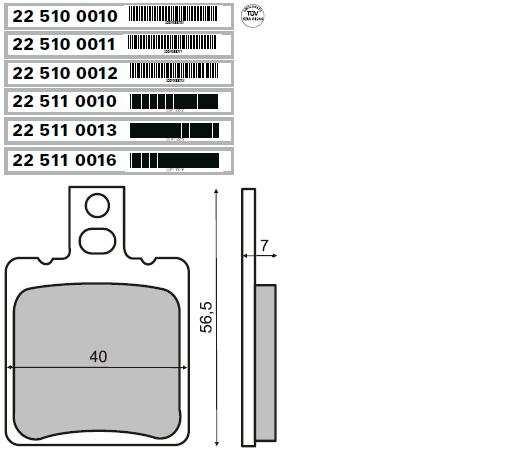 125-200 EBXR1632400 R225100802 Pastiglie Maj 400 T Max 500 post sinter R225100802 R225100801 Pastiglie Maj 400