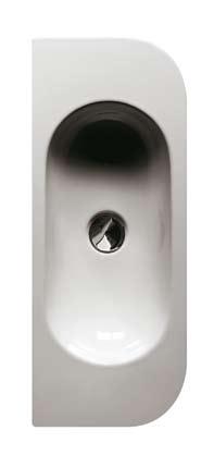 Installazione sospesa. Basin 85 arranged for one tap hole on both sides.