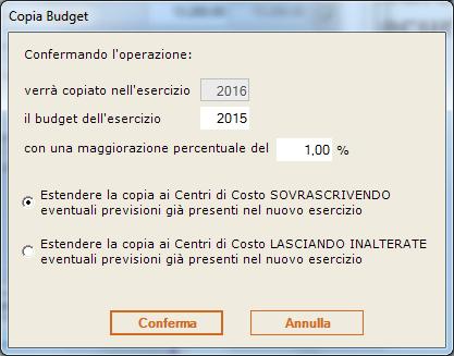 IL BUDGET E possibile riproporre automaticamente il budget dell anno precedente aumentato o diminuito di una determinata percentuale