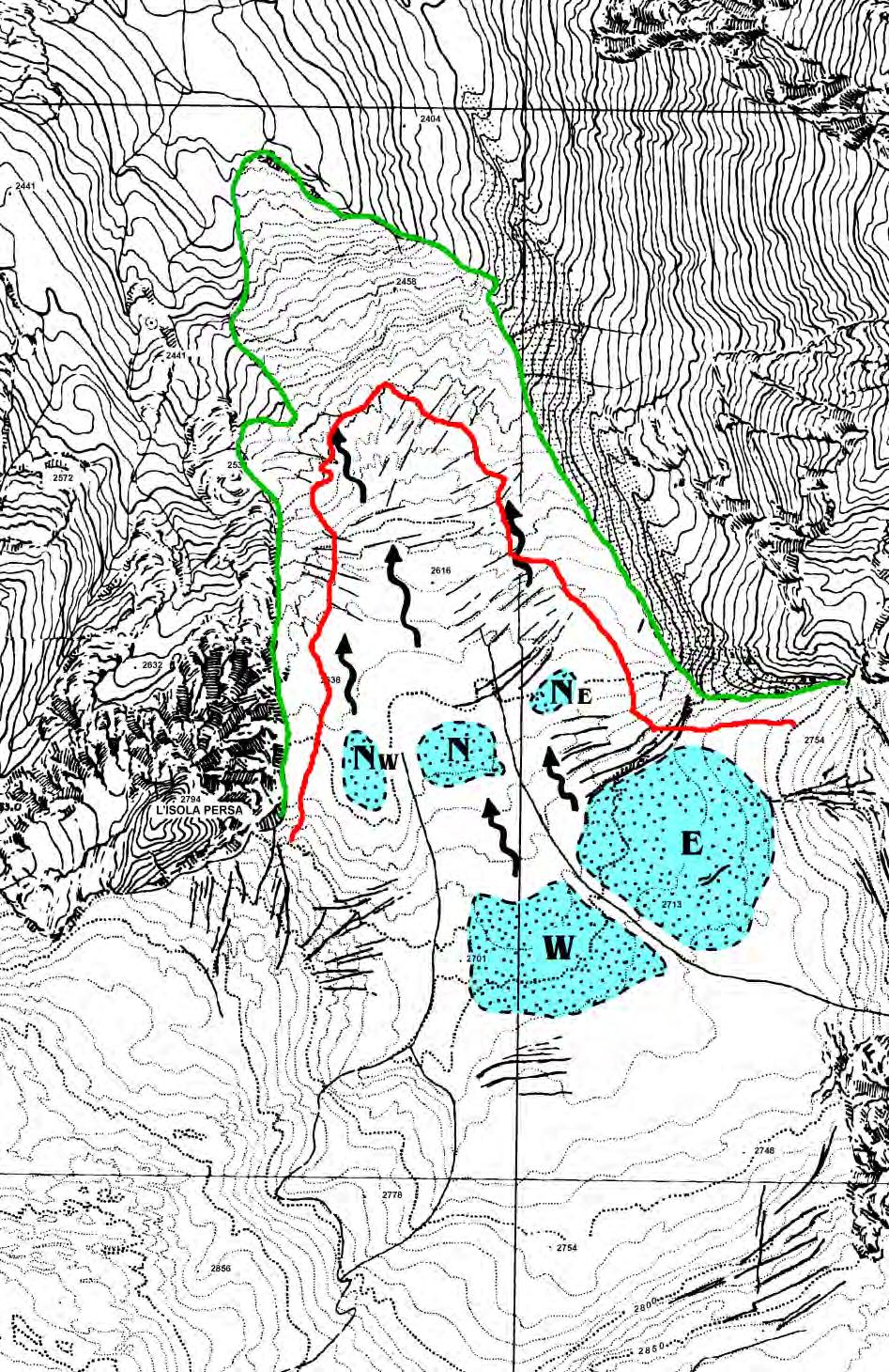 Le zone delle grotte 1998 I dati sulla