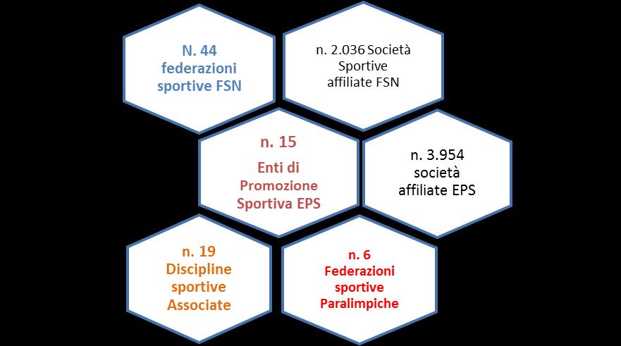 ovvero il CONI (Comitato Olimpico Nazionale Italiano) e il CIP (Comitato Italiano Paralimpico), che mediante organismi federali hanno il compito di promuovere la pratica sportiva a livello