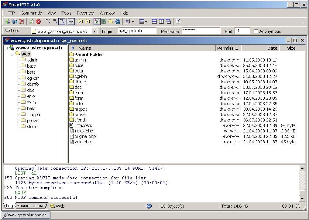 BACKUP DEI FILES Come detto, il backup dei files presenti sul web-server va fatto tramite FTP (File Transfer Protocol).