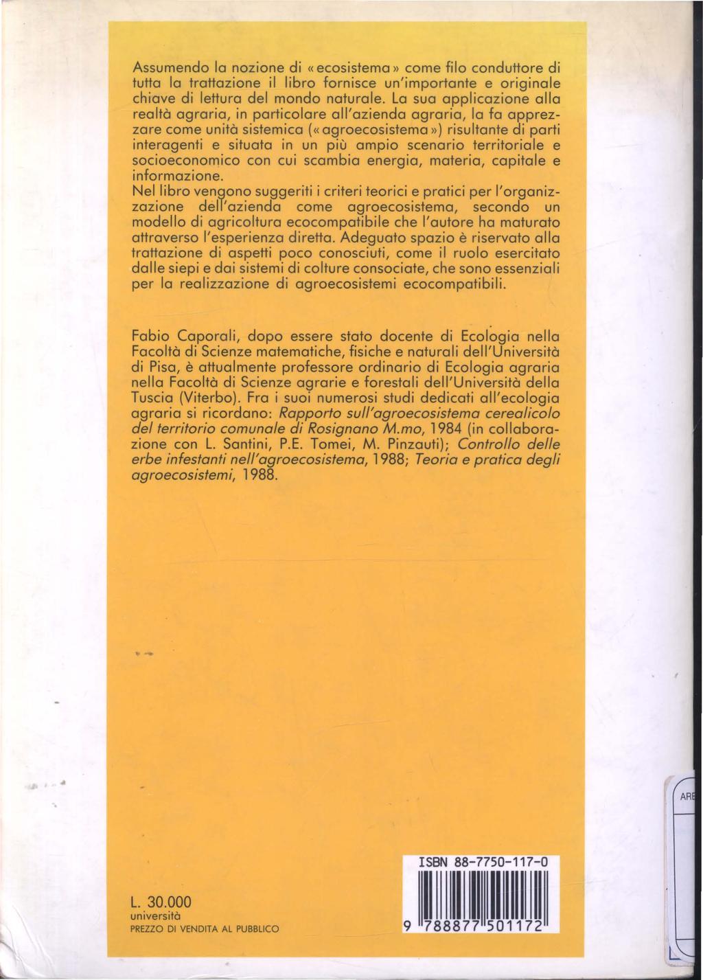 Assumendo la nozione di «ecosistema» come filo conduttore di tutta la trattazione il libro fornisce un'importante e originale chiave di lettura del mondo naturale.