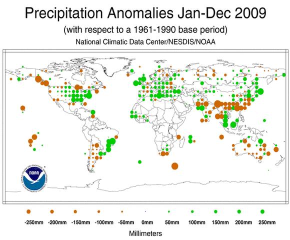 Fig. 7 - Anomalie delle precipitazioni annue in mm rispetto al periodo base 1961-1990 3.