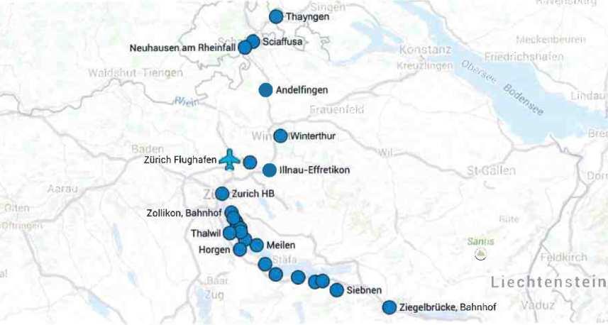 Questa vicinanza ha reso semplice anche la connessione dell aeroporto alla linea ferroviaria storica che collega Zurigo a Winterthur, che consiste in una deviazione, lunga solo 1,2 km, passante nella