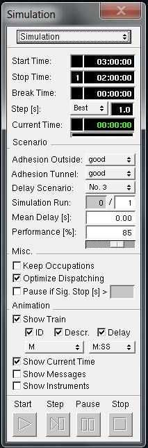 9.9 Simulazione Al termine del lungo e laborioso processo di inserimento di tutti i dati e variabili in gioco, si può procedere con la simulazione aprendo la finestra Simulation (Figura 54).