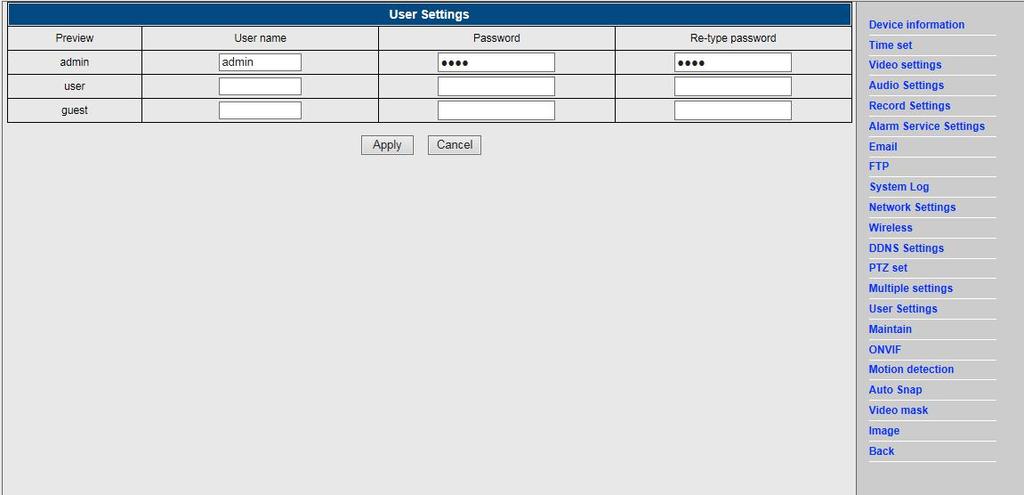 11. Impostazione PTZ e impostazione utente 1). In questo menu è possibile configurare alcune opzioni PTZ 2). Modifica della password utente 12.