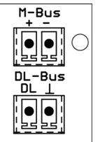 Collegamenti bus DL e CAN-bus Montaggio e collegamento I poli del collegamento M-Bus possono essere invertiti. Cavo dati per bus DL Il bus DL è formato da 2 fili: DL e GND (massa sensore).