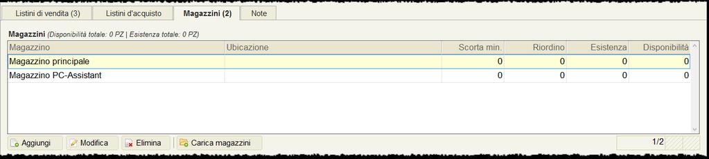 Opzioni o o o Non gestire quantità per questo magazzino Abilitando questa opzione, il magazzino verrà utilizzato per una suddivisione logica della merce ma non verranno gestite le quantità.