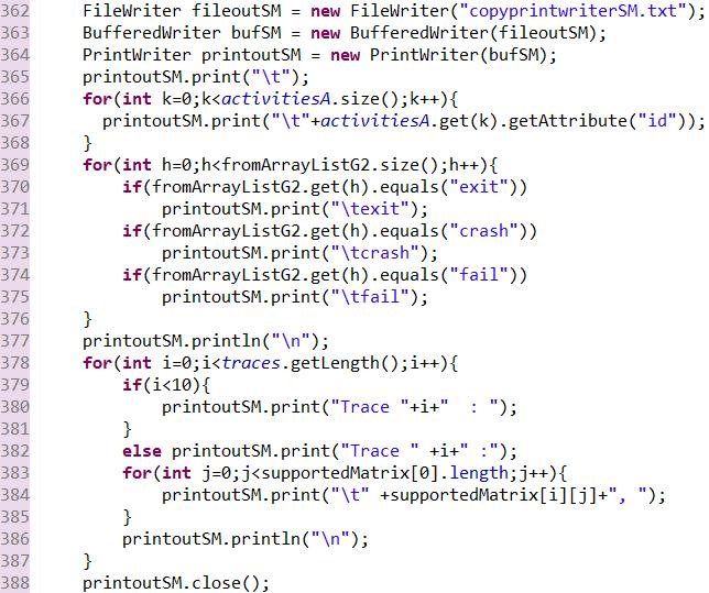 Figura 4.26: Algoritmo che crea la matrice supportedmatrix Figura 4.