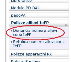 1.2 Denuncia numero allievi corsi IeFP Il servizio consente di effettuare la denuncia del numero degli allievi iscritti ai corsi IeFP.