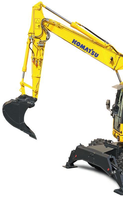 Un rapido sguardo Gli esperti di Komatsu hanno progettato il PW148-8 con un raggio d ingombro posteriore estremamente ridotto, per poter garantire sicurezza e produttività in tutti i cantieri dove lo