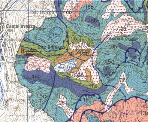 Estratto dalla Carta geologica del FVG scala 1:150.000 (G.B. Carulli, 2000).