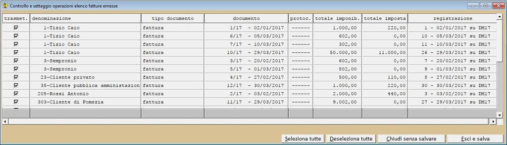 è possibile impostare gli estremi di ricerca della fatture da trasmettere.