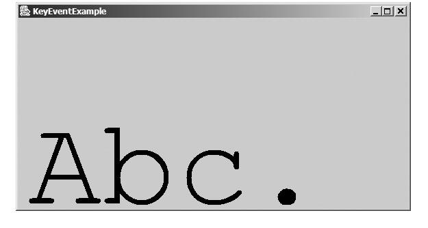 Manuale pratico di Java: dalla teoria alla programmazione 271 y--; break; case KeyEvent.VK_DOWN : y++; break; case KeyEvent.VK_LEFT : x--; break; case KeyEvent.VK_RIGHT : x++; break; case KeyEvent.