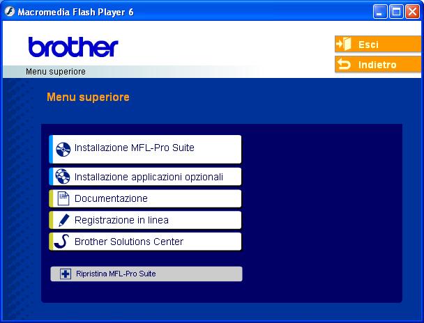 CD-ROM in dotazione MFL-Pro Suite 1 CD-ROM in dotazione MFL-Pro Suite Windows Installazione MFL-Pro Suite Consente di installare il software MFL-Pro Suite e i driver multifunzione.