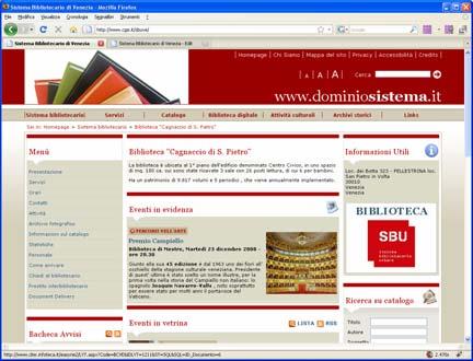 profilo Gestore di biblioteca: Menu della biblioteca Menu della sotto-homepage di biblioteca 67 Certificazione SBN - BIBLIOWin5.