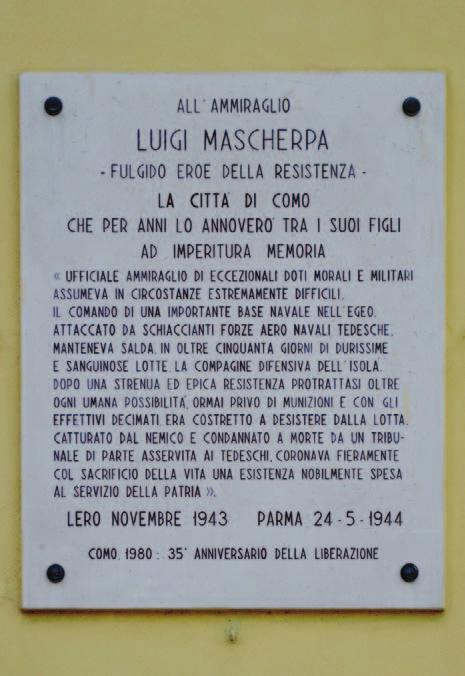 46 47 24 maggio 1944 Luigi Mascherpa 46 - Como, Albate, via Mascherpa Nato a Genova nel 1893, Luigi Mascherpa dal 1906 risiede a Como, dove frequenta le scuole e si diploma prima di affrontare la