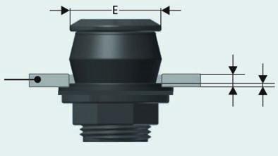 Portagomma diritto filettato M in poliammide. M threaded straight nose nozzle. Codice Code ø Conf.