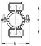 Ø est. tubo = 57,0 mm) Inserto fonoassorbente: Gomma TPE Silicone Acciaio a U (da Ø est.