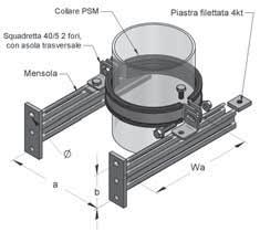 Giunti di collegamento Supporto fisso per tubi montanti 3b Supporto inferiore per tubi montanti (installato) Dati Tecnici: Diametro nominale: da DN 80 a 200 Materiale: Acciaio Diametro esterno: da 83