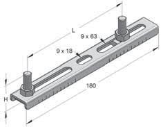 Tipo materiale: S235JR Supporto doppio VSG: Con perni fi lettati e dadi, possibilità di regolazione Finitura: Zincatura galvanica (GALV) dell interasse tra i perni.