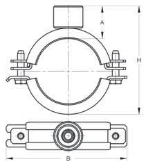 tubo: da 15 a 168 mm Finitura: Zincatura galvanica (GALV) Connessione: Combinazione M8/M10 + 1/2" Isolamento acustico: secondo DIN 4109 Inserto fonoassorbente: Gomma EPDM Resistenza alla Temperatura: