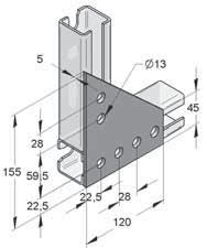 Piastra a croce Dati tecnici: Tipo di binario: Profi lo-c 45 Materiale: Acciaio Inox Tipo materiale: V4A