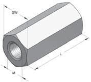 Articolo Articolo M V4A V2A [mm] [mm] [mm] [kg/pz] [pz] Manicotto di giunzione M8-30 11-0,01 100-0700025 Manicotto di giunzione M10-40 13-0,02 50-0700026 Manicotto di giunzione M12-40 15-0,03