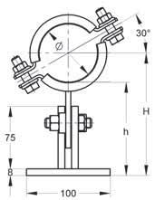 CENTUM Supporto scorrevole T 100/300, HV1 100-125 con 2 Collari fonoassorbenti Classe Antifuoco B2 "Normal flamability" acc.