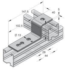 Articolo H F Z [mm] [kn] [kg/pz] [pz] Piastra a gradino 45 45 1,0 0,277 25 08141245 Piastra a gradino 60 60 1,0 0,301 25 08141300 Ponte di collegamento 45 Ponte di collegamento 45 fessura binario