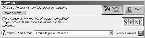 Utilizzo del programma All avvio del programma apparirà una finestra con tre pulsanti: Avvia il test simula la prova