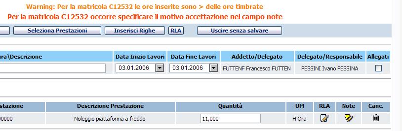 Fatto ciò si possono compiere le solite operazioni sul foglio e la più importante è il Salva FM che inoltra all approvazione tale foglio